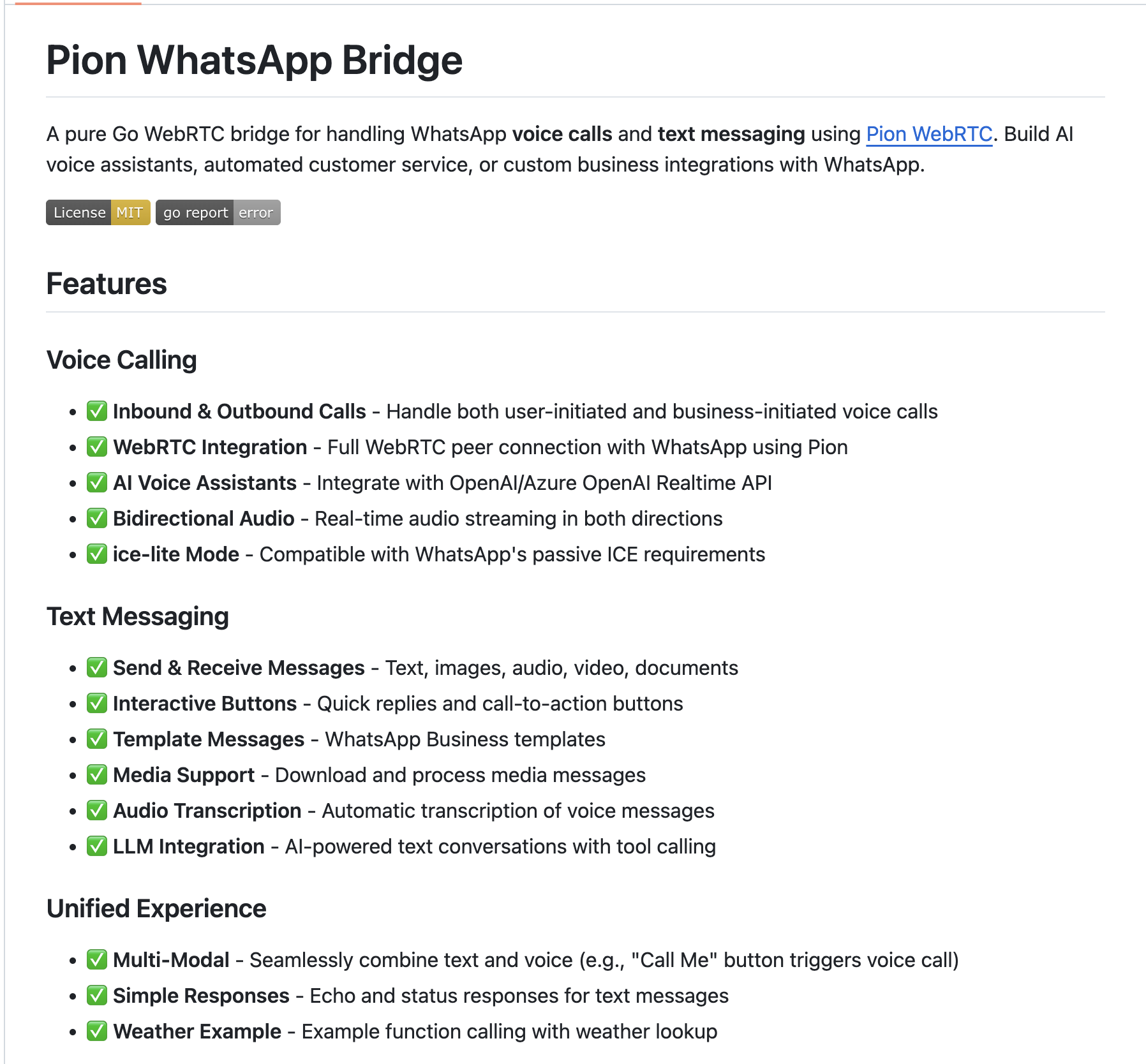 Pion WhatsApp Bridge